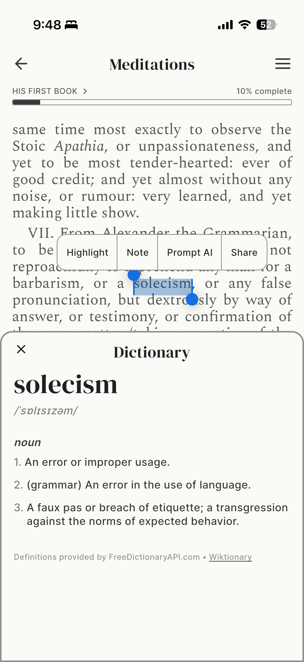 Dictionary overlay